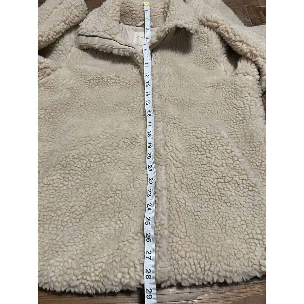 Aéropostale Solid Fuzzy Fleece Jacket Size Small Oversized Collar Pockets - Picture 5 of 8